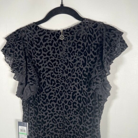 NWT TOMMY HILFIGER Flutter Short Sleeve Velvet Leopard Print Sheath Dress Sz 8 - Picture 5 of 15